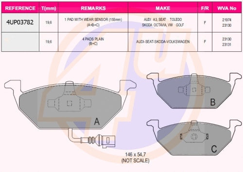 BRAKE PAD FR سفايف بريك – 1J0698151E